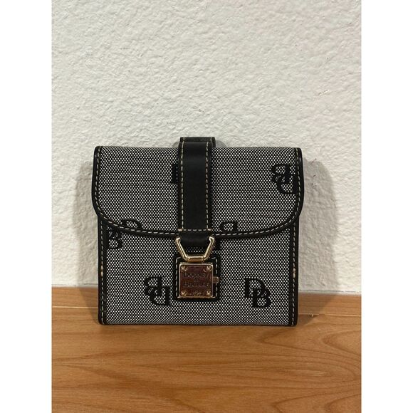 Dooney & Bourke 1975 Collection Canvas Logo Small Compact Wallet EUC - Picture 2 of 7